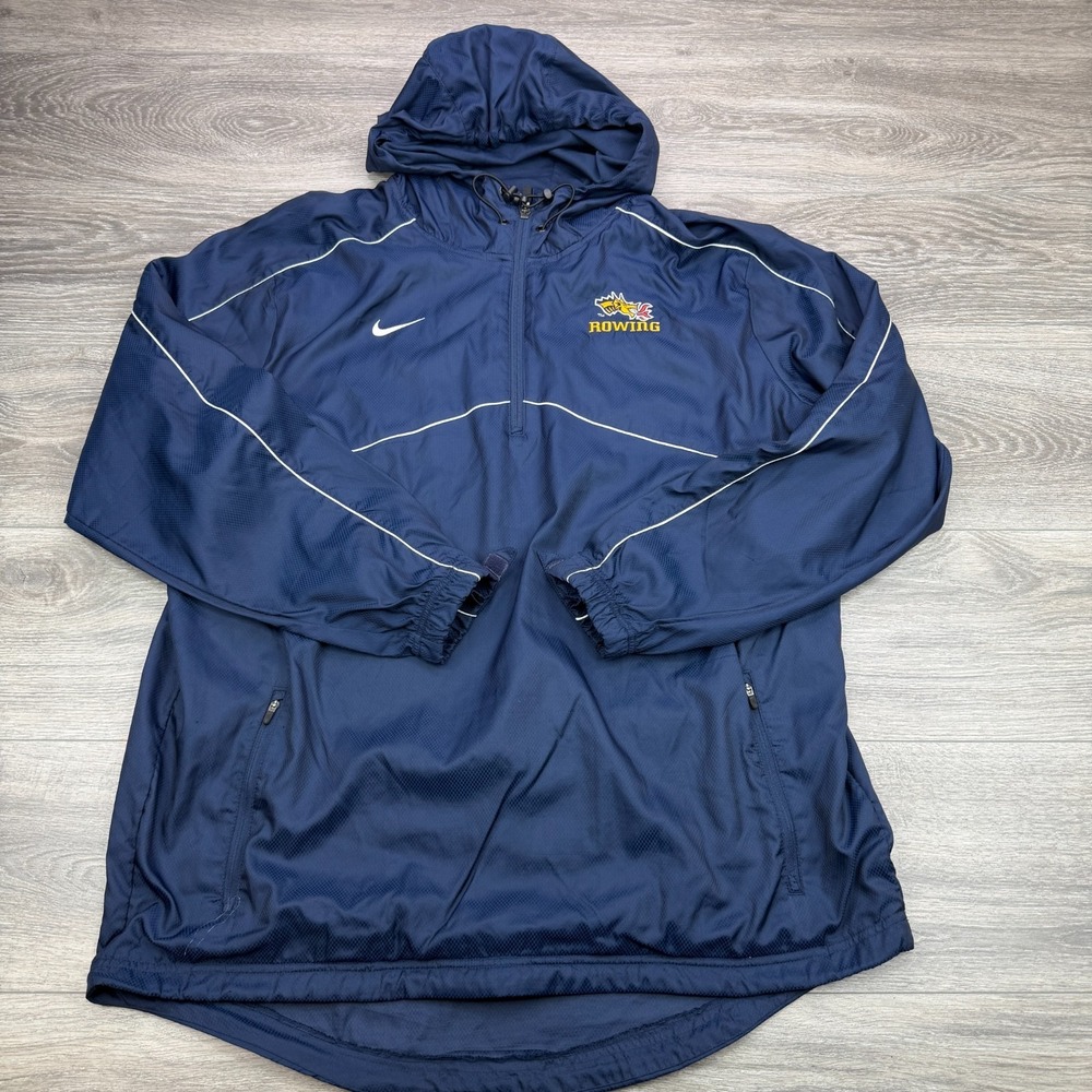 Drexel University Dragons Windbreaker Jacket Mens Large Blue Rowing Swoosh Nike